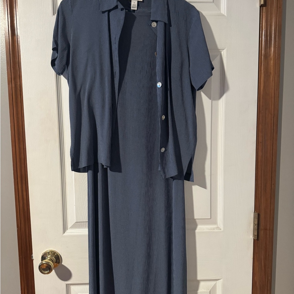 Talbots Navy Maxi Dress with Short-Sleeve Top